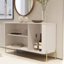 Ver imagem 6 de Kit 2 Peças com Cristaleira, Buffet Vidro e Pés em Metal 100% MDF Tucupí Bege
