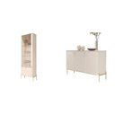 Ver imagem 1 de Kit 2 Peças com Cristaleira, Buffet Vidro e Pés em Metal 100% MDF Tucupí Bege