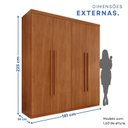 Ver imagem 5 de Guarda-Roupa 4 Portas 3 Gavetas Fenix Espresso Móveis Marrom/Cinamomo