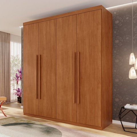 Guarda-Roupa 4 Portas 3 Gavetas Fenix Espresso Móveis Marrom/Cinamomo
