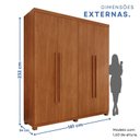 Ver imagem 5 de Guarda-Roupa 4 Portas 3 Gavetas com Pés Fenix Espresso Móveis Marrom/Cinamomo