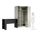 Ver imagem 6 de Guarda Roupa Canto Closet sem Portas 3 Peças, 3 Gavetas, Cabideiro e Bancada Prime Luciane Móveis
