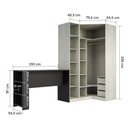Ver imagem 5 de Guarda Roupa Canto Closet sem Portas 3 Peças, 3 Gavetas, Cabideiro e Bancada Prime Luciane Móveis