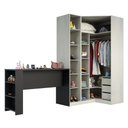 Ver imagem 2 de Guarda Roupa Canto Closet sem Portas 3 Peças, 3 Gavetas, Cabideiro e Bancada Prime Luciane Móveis