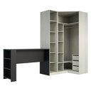 Ver imagem 3 de Guarda Roupa Canto Closet sem Portas 3 Peças, 3 Gavetas, Cabideiro e Bancada Prime Luciane Móveis