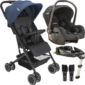 Carrinho com Bebe Conforto Base Isofix Kiddo Mascote Marinho