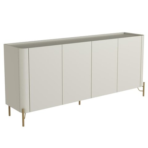 Aparador Buffet para Sala de Jantar 4 Portas Pés Industrial Dourado Naim I03 Luna - Lyam Decor