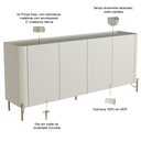 Ver imagem 2 de Aparador Buffet para Sala de Jantar 4 Portas Pés Industrial Dourado Naim I03 Luna - Lyam Decor