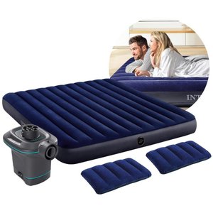 Colchão Inflável Casal King Dura Beam Downy Aveludado com 2 Travesseiros Infláveis e Bomba Elétrica