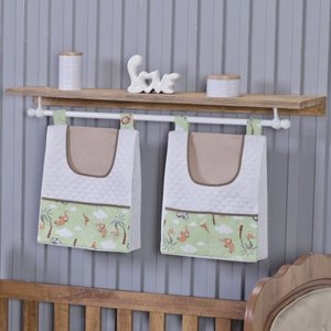 Porta Fralda Organizador Quarto de Bebê Menino Menina 2 Peças Varão:safari Verde