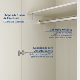 Guarda-roupa Solteiro 4 Portas 2 Gavetas Ananda Cabecasa Madeiramadeira - 4