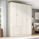 Ver imagem 1 de Guarda-Roupa Casal 4 Portas 2 Gavetas Ananda CabeCasa MadeiraOriginals Bege/Offwhite