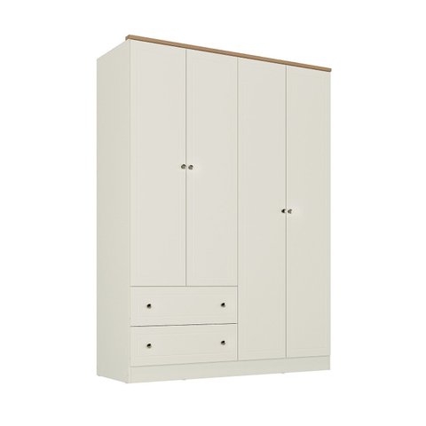 Guarda-Roupa Casal 4 Portas 2 Gavetas Ananda CabeCasa MadeiraOriginals