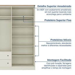 Guarda-roupa Solteiro 4 Portas 2 Gavetas Ananda Cabecasa Madeiramadeira - 8
