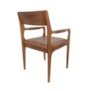 Ver imagem 2 de Cadeira em Madeira com Assento Estofado Caramelo. com Braço. Cor Natural