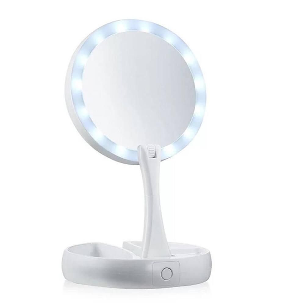 Espelho de Luz Led Portátil Lupa10x Dobrável Usb Organizador - 1