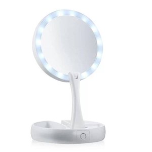 Espelho de Luz Led Portátil Lupa10x Dobrável Usb Organizador