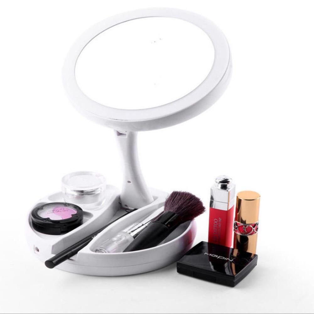 Espelho de Luz Led Portátil Lupa10x Dobrável Usb Organizador - 4