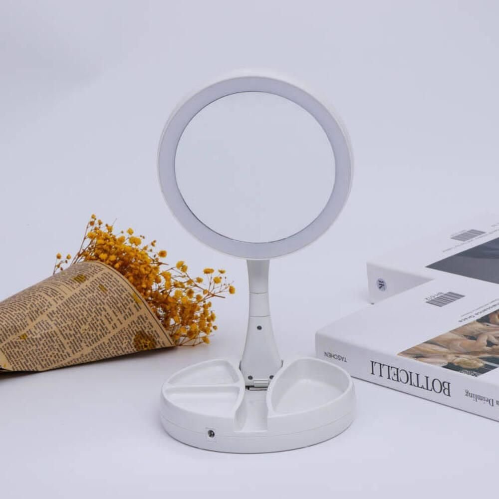 Espelho de Luz Led Portátil Lupa10x Dobrável Usb Organizador - 5