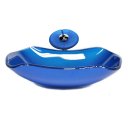 Ver imagem 1 de CUBA DE VIDRO ABAULADA 45CM AZUL ESCURO + VALVULA + TORNEIRA CASCATA