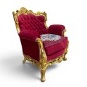 Ver imagem 7 de Jogo de Sofá Classico e Par de Poltrona Vermelho com Dourado 103x88x80 cm e 104x222x84 cm