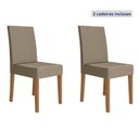 Ver imagem 2 de Kit 2 Cadeiras Estofadas Lisa e Pés MDF Josi Bege/Carvalho