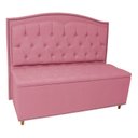 Ver imagem 1 de Kit Cabeceira e Calçadeira com Baú 140 Cm Casal Diana Suede Rosa - Fina Mobília