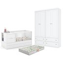Ver imagem 1 de Berço Americano Multifuncional Formare Branco Acetinado – Matic e Guarda Roupa Infantil Americano 4 