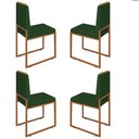 Ver imagem 1 de Conjunto Quatro Cadeiras Sala Jantar Barcelona Base Bronze:verde
