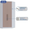 Ver imagem 4 de Guarda-Roupa Canto Closet com 2 Portas e 2 Gavetas MDF Requinte+ Branco/Duna
