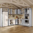 Ver imagem 2 de Cozinha Modulada 12 Peças com Tampo e Cristaleira e Kit Lat Marselha CabeCasa MadeiraOriginals Azul/Sereno