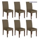 Ver imagem 1 de Kit 6 Cadeiras de Jantar Estofadas Lisa Pés MDF Linea Marrom/Amêndoa/Capuccino