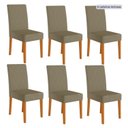 Ver imagem 1 de Kit 6 Cadeiras de Jantar Estofadas Lisa Pés MDF Linea Bege/Freijó