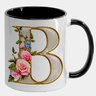 Caneca Branca com Interna Preta Y5 Letra B Alfabeto Fofo Flor - 1