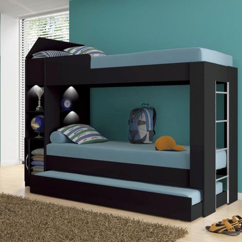 Beliche Ditália Cama Auxiliar com kit luz CM-15 COR:preto