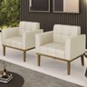 Poltrona Base Madeira Castanho Kit 2 Ana Veludo Luxo Off White - 8