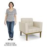 Poltrona Base Madeira Castanho Kit 2 Ana Veludo Luxo Off White - 9