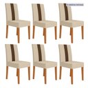 Ver imagem 1 de Kit 6 Cadeiras de Jantar Estofadas Lisa Courvin Pés MDF Linea Bege/Freijó/Marfim