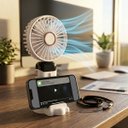 Ver imagem 3 de Mini Ventilador Portátil de Mão e Mesa 5 Velocidades Cordão