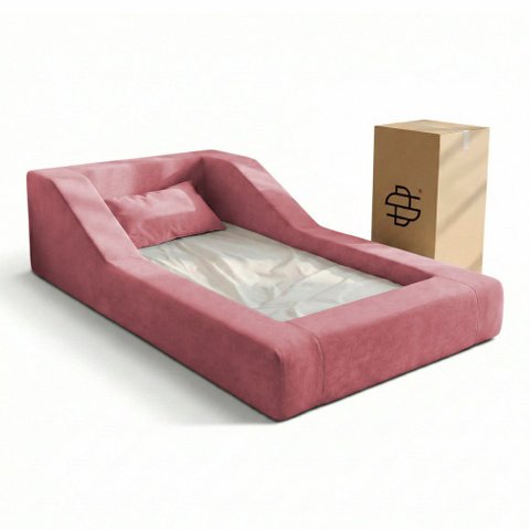Cama Montessoriana Infantil Noah 100% Espuma com Colchão Bouclê Rosa - Abmaza