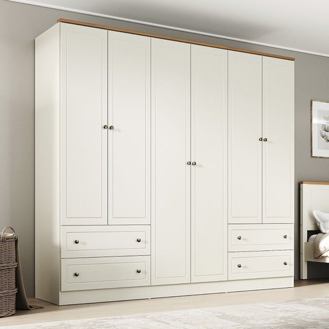 Guarda-Roupa Casal 6 Portas 4 Gavetas Ananda CabeCasa MadeiraOriginals