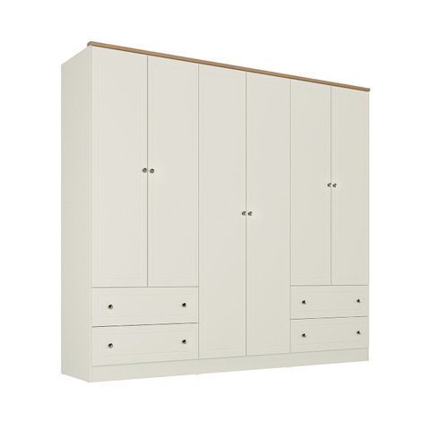 Guarda-Roupa Casal 6 Portas 4 Gavetas Ananda CabeCasa MadeiraOriginals