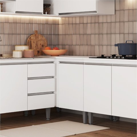 Balcao para Cozinha Canto Reto Athena Branco