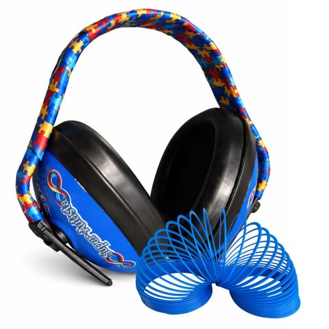 Abafador de Ruidos Super Autistas Azul 12 Db Arco Colorido + Desafio Mola Cognitiva