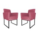 Ver imagem 1 de Kit 02 Poltronas Klara Base Ferro Preto Suede - Estopar Kit Klara Base Preta Suede Rosa