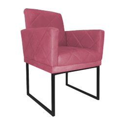 Kit 02 Poltronas Klara Base Ferro Preto Suede - Estopar Kit Klara Base Preta Suede Rosa - 3