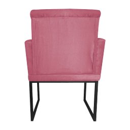 Kit 02 Poltronas Klara Base Ferro Preto Suede - Estopar Kit Klara Base Preta Suede Rosa - 5
