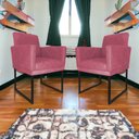 Ver imagem 2 de Kit 02 Poltronas Klara Base Ferro Preto Suede - Estopar Kit Klara Base Preta Suede Rosa