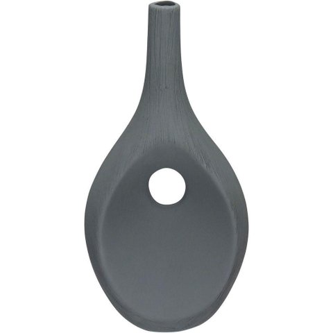 Vaso Decorativo Enfeite Casa Aparador Garrafa Home&co Cerâmica 37x19x12cm Cinza