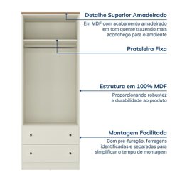 Guarda-roupa Casal 2 Portas 2 Gavetas Ananda Cabecasa Madeiramadeira - 7
